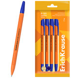 Ручки шариковые ERICH KRAUSE R-301 "Stick Orange", СИНИЕ, набор 8 штук, 0,7 мм, 56614