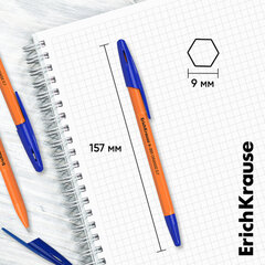 Ручки шариковые ERICH KRAUSE R-301 &laquo;Stick Orange&raquo;, СИНИЕ, набор 8 штук, 0,7 мм, 56614