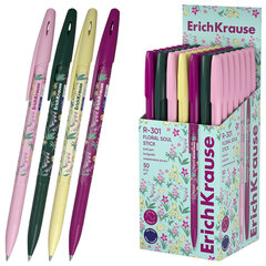 Ручка шариковая ERICH KRAUSE &laquo;R-301 Stick Floral&raquo; СИНЯЯ, синяя, корпус ассорти, линия 0,35 мм, 63077
