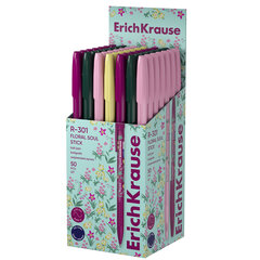 Ручка шариковая ERICH KRAUSE &laquo;R-301 Stick Floral&raquo; СИНЯЯ, синяя, корпус ассорти, линия 0,35 мм, 63077