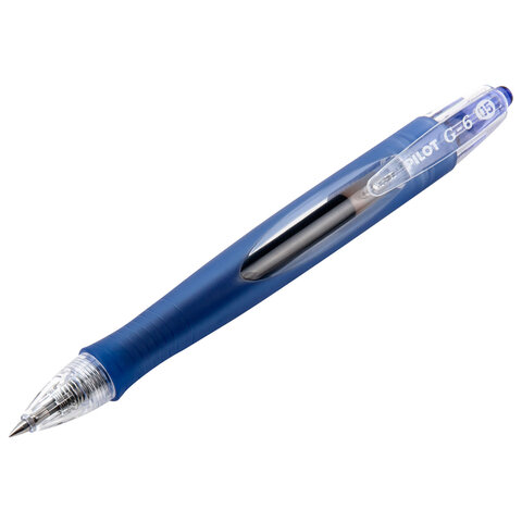 Ручка гелевая автоматическая PILOT G-6, СИНЯЯ, прорезиненный корпус, 0,5мм, линия 0,3мм, BL-G6-5 L