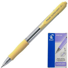 Ручка шариковая автоматическая с грипом PILOT Super Grip, СИНЯЯ, желтые детали, линия 0,21 мм, BPGP-10R-F