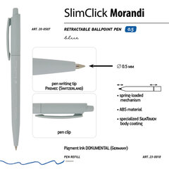 Ручка шариковая автоматическая BRUNO VISCONTI "Slim Click. Morandi", СИНЯЯ, ассорти, 0,4 мм, 20-0507