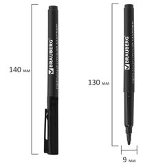 Маркер перманентный BRAUBERG &laquo;CLASSICLine&raquo;, ЧЕРНЫЙ, тонкий наконечник 1 мм, 150296