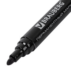 Маркер перманентный BRAUBERG &laquo;Classic&raquo;, ЧЕРНЫЙ, круглый наконечник, 3 мм, с клипом, 150300