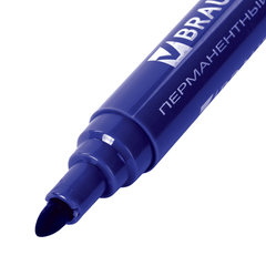 Маркер перманентный BRAUBERG &laquo;Classic&raquo;, СИНИЙ, круглый наконечник, 3 мм, с клипом, 150301