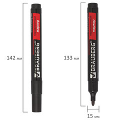 Маркер перманентный BRAUBERG &laquo;Contract&raquo;, ЧЕРНЫЙ, круглый наконечник, 3 мм, 150465