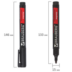 Маркер перманентный BRAUBERG &laquo;Energy&raquo;, ЧЕРНЫЙ, круглый наконечник, 3 мм, с клипом,150475