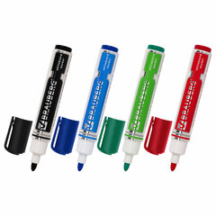 Маркеры стираемые для белой доски НАБОР 4 ЦВЕТА, BRAUBERG &laquo;Neo&raquo;, 5 мм, с клипом, 150491