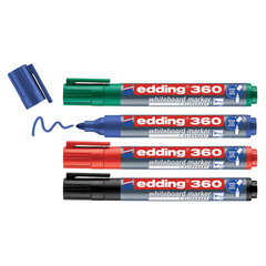 Маркеры стираемые для белой доски НАБОР 4 ЦВЕТА, EDDING &laquo;360&raquo;, 1,5-3 мм, E-360/<wbr/>4S