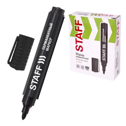 Маркер перманентный STAFF Basic PM-733, ЧЕРНЫЙ, круглый наконечник 2,5 мм, 150733