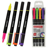 Набор текстовыделителей двусторонних BRAUBERG DUAL TIP 4 шт., АССОРТИ, линия 1-4 мм, 150845