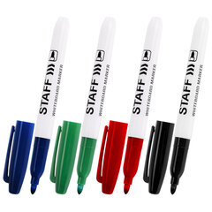 Маркеры стираемые для белой доски STAFF &laquo;EVERYDAY&raquo; WBM-093, НАБОР 4 ЦВЕТА, 2,5 мм, тонкий корпус, 151097