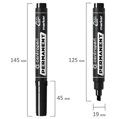 Маркер перманентный CENTROPEN 8576, ЧЕРНЫЙ, скошенный наконечник, 1-4,6 мм