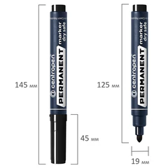 Маркер перманентный CENTROPEN 8510, ЧЕРНЫЙ, круглый наконечник, 2,5 мм, 8510