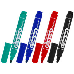 Маркеры для бумажного флипчарта CENTROPEN, НАБОР 4 ЦВЕТА, НЕПРОПИТЫВАЮЩИЕ, 2,5 мм, 8550/<wbr/>4