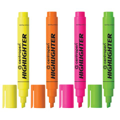 Текстовыделители CENTROPEN НАБОР 4 ЦВЕТА, с клипом, линия 1-4,6 мм