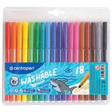 Фломастеры 18 ЦВЕТОВ CENTROPEN "Washable", смываемые, вентилируемый колпачок, 7790/18TP
