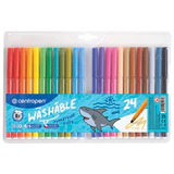 Фломастеры 24 ЦВЕТА CENTROPEN "Washable", смываемые, вентилируемый колпачок, 7790/24TP