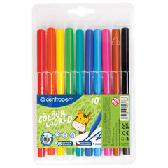 Фломастеры 10 ЦВЕТОВ CENTROPEN "Colour World", круглые, смываемые, 7550/10TP