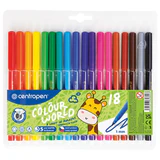 Фломастеры 18 ЦВЕТОВ CENTROPEN "Colour World", круглые, смываемые, вентилируемый колпачок, 7550/18TP