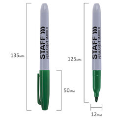 Маркер перманентный STAFF EVERYDAY PM-233, ЗЕЛЕНЫЙ, эргономичный корпус, круглый наконечник 2 мм, 151236