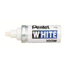 Маркер-краска лаковый PENTEL (Япония) WHITE, 6,5 мм, БЕЛЫЙ, алюминиевый корпус, длина письма 1200 м, X100W