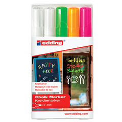 Маркеры меловые EDDING 4095 НАБОР 5 шт., 2-3 мм, АССОРТИ, влагостираемые, для гладких поверхностей, E-4095/<wbr/>5S