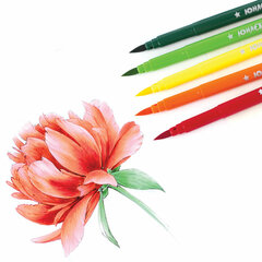 Фломастеры с кистью ЮНЛАНДИЯ &laquo;ЮНЫЙ ВОЛШЕБНИК&raquo;, 12 цветов, вентилируемый колпачок, 151430