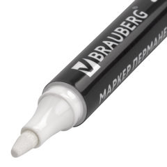 Маркер перманентный БЕЛЫЙ, BRAUBERG &laquo;W5&raquo;, круглый наконечник 5 мм, 151506