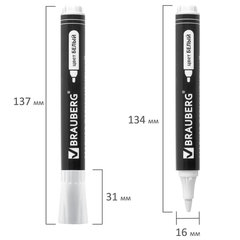 Маркер перманентный БЕЛЫЙ, BRAUBERG &laquo;W5&raquo;, круглый наконечник 5 мм, 151506
