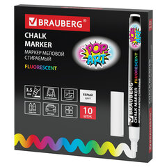 Маркер меловой &laquo;POP-ART&raquo; БЕЛЫЙ, 3,5 мм, стираемый, для гладких поверхностей, BRAUBERG, 151519