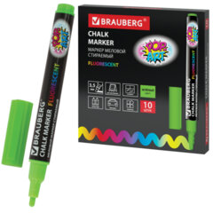 Маркер меловой &laquo;POP-ART&raquo; ЗЕЛЕНЫЙ, 3,5 мм, стираемый, для гладких поверхностей, BRAUBERG, 151524