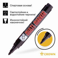 Маркер перманентный CROWN &laquo;Multi Marker&raquo;, ЧЕРНЫЙ, круглый наконечник, 3 мм, CPM-800