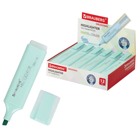 Текстовыделитель BRAUBERG "ORIGINAL PASTEL", БИРЮЗОВЫЙ, линия 1-5 мм, 151694
