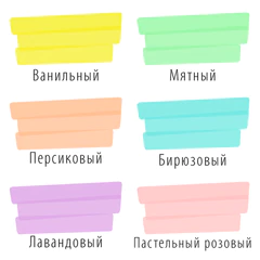 Набор текстовыделителей 6 ЦВЕТОВ, BRAUBERG &laquo;ORIGINAL PASTEL&raquo;, линия письма 1-5 мм, 151698