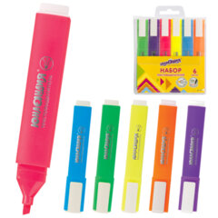 Набор текстовыделителей ЮНЛАНДИЯ 6 шт., АССОРТИ, "COLORSTAR", линия 1-4 мм, 151709