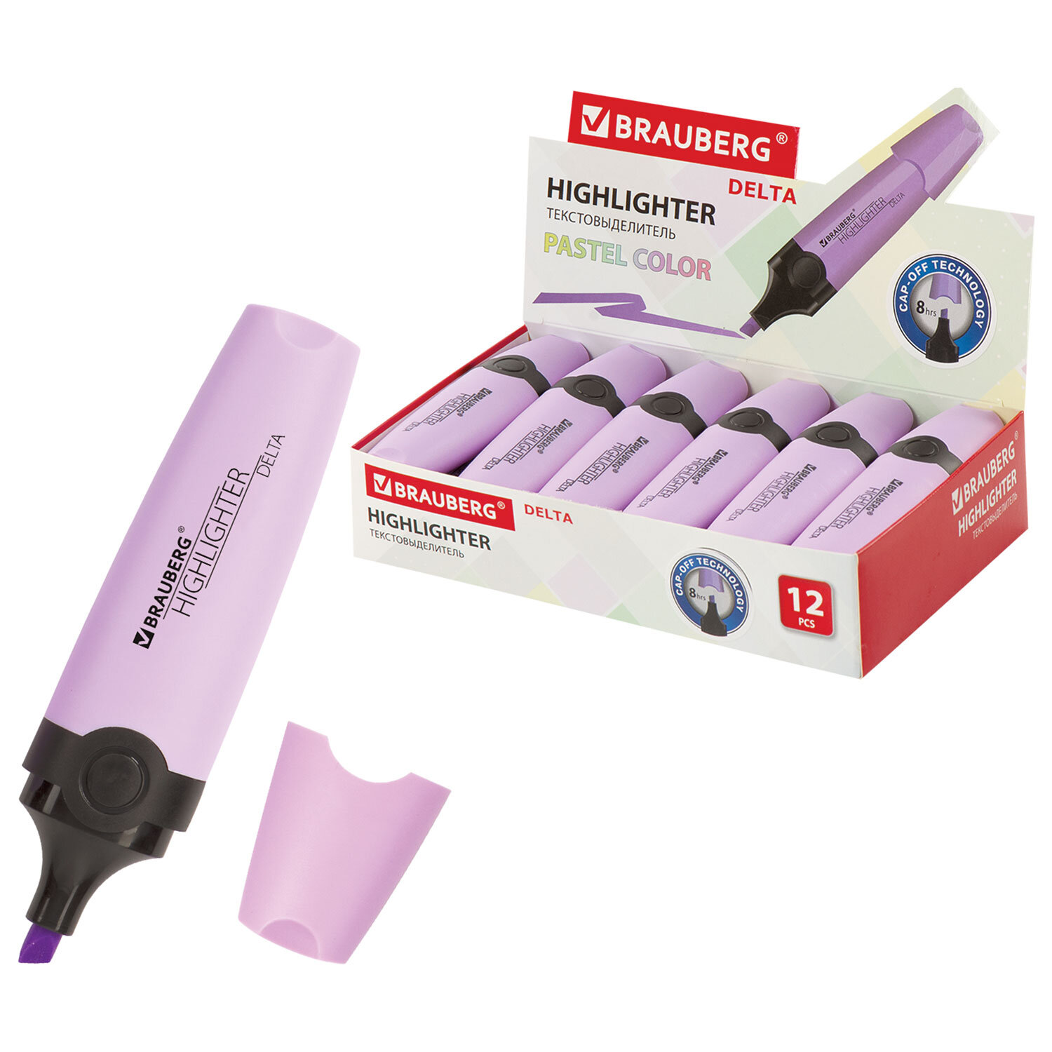 Текстовыделитель BRAUBERG "DELTA PASTEL", ЛАВАНДОВЫЙ, линия 1-5 мм, 151733