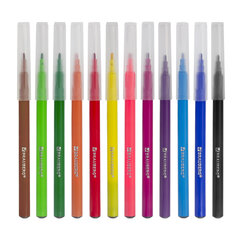 Фломастеры BRAUBERG &laquo;PREMIUM&raquo;, 12 цветов, КЛАССИЧЕСКИЕ, вентилируемый колпачок, ПВХ-упаковка с европодвесом, 151934