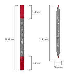 Фломастеры двусторонние BRAUBERG &laquo;PREMIUM" "DUAL-TIP&raquo;, 10 шт., 10 цветов, два наконечника, картонная коробка с европодвесом, 151946
