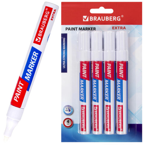 ������-������ ������� EXTRA (paint marker) 4 ��, �����, ����� 4 ��., ��������� �����-������, BRAUBERG, 152000 �����