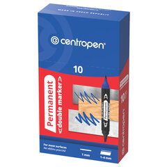 Маркер перманентный двусторонний CENTROPEN 1666, ЧЕРНЫЙ, круглый/<wbr/>скошенный, 1/<wbr/>1-4 мм