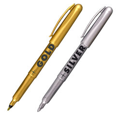 Маркеры для декорирования 2 ЦВЕТА CENTROPEN, СЕРЕБРЯНЫЙ/<wbr/>ЗОЛОТОЙ, круглые, 1,5-3 мм