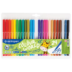 Фломастеры 24 ЦВЕТА CENTROPEN "Colour World", трехгранные, смываемые, вентилируемый колпачок, 7550/24TP
