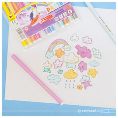 Фломастеры ПАСТЕЛЬНЫЕ 12 ЦВЕТОВ CENTROPEN "Colour World Pastel", смываемые, 7550/12TP