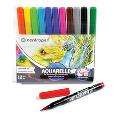 Маркеры-кисти акварельные 12 ЦВЕТОВ CENTROPEN &laquo;Aquarelle&raquo;, линия письма 1-9 мм, 8683/<wbr/>12ET