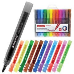 Маркеры стираемые для белой доски НАБОР 12 ЦВЕТОВ, BRAUBERG &laquo;MULTICOLOR&raquo;, 3 мм, 152121