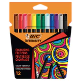 Фломастеры BIC "Intensity", 12 ЦВЕТОВ, вентилируемый колпачок, европодвес, 978004
