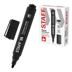 Маркер перманентный STAFF &laquo;Basic Budget PM-125&raquo;, ЧЕРНЫЙ, круглый наконечник 3 мм, 152174