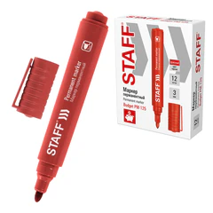 Маркер перманентный STAFF &laquo;Basic Budget PM-125&raquo;, КРАСНЫЙ, круглый наконечник 3 мм, 152176